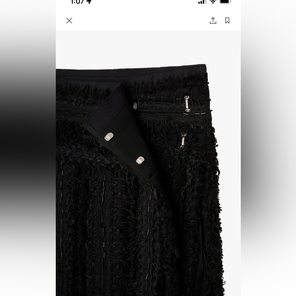 Zara Black Textured fabric High waist Mini Skirt Limited Edition tonal beads NWT - Picture 11 of 16